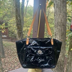 Coach Leah Black Patent Leather Purse